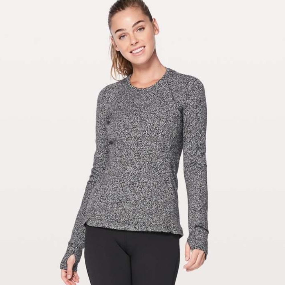 Lululemon Runderful Long Sleeve Pullover Size 8 Black White